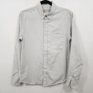 Everlane The Slim Oxford Shirt Grey Pocket Long Sleeves Organic Cotton Mens Sz S